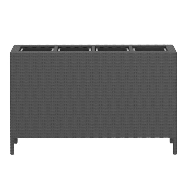 Hochbeet Rattan mit 4 Töpfen 100 x 30 x 60 cm schwarz