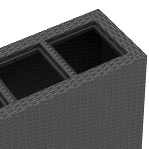 Hochbeet Rattan mit 4 Töpfen 100 x 30 x 60 cm schwarz