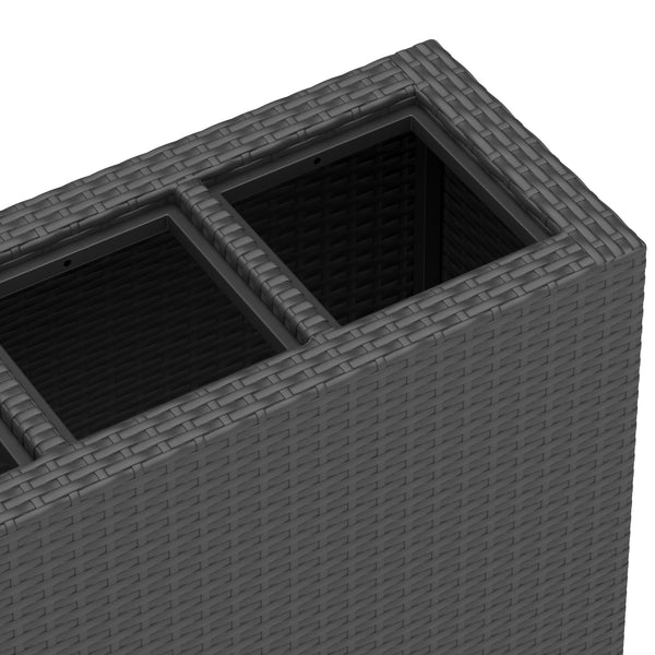 Hochbeet Rattan mit 4 Töpfen 100 x 30 x 60 cm schwarz