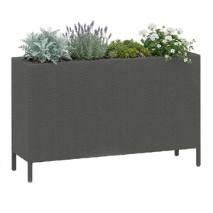 Hochbeet Rattan mit 4 Töpfen 100 x 30 x 60 cm schwarz