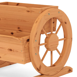 Blumenkasten mit Wagenrad braun