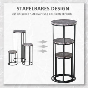 Blumenständer 3er Set Marmoroptik Metallbeine