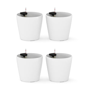 Blumentopf mit Bewässerungssystem 22 cm 4er Set weiss