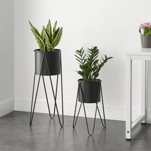 Set di 2 supporti per piante in metallo Hedera, neri