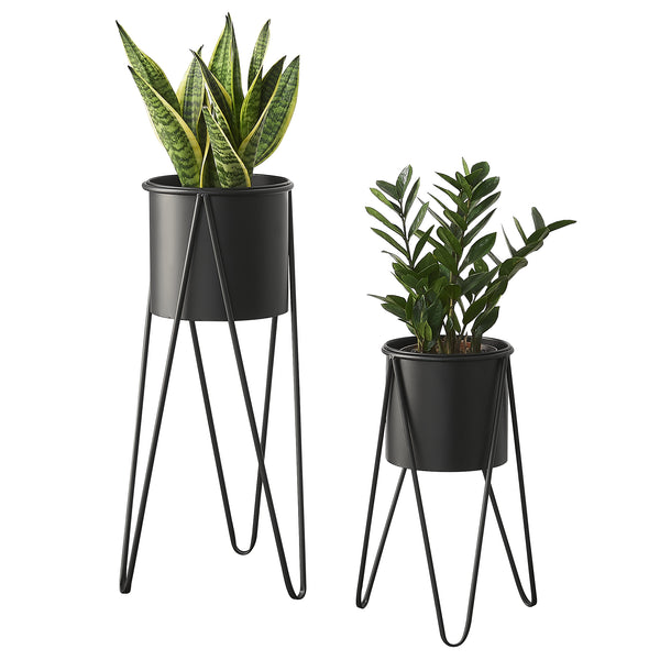 Set di 2 supporti per piante in metallo Hedera, neri