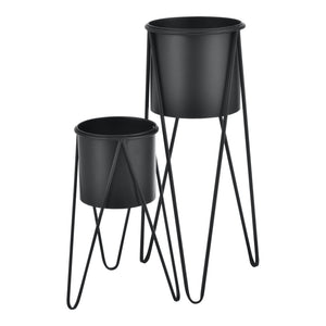 Set di 2 supporti per piante in metallo Hedera, neri