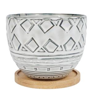 Blumentopf Keramik RETRO weiss