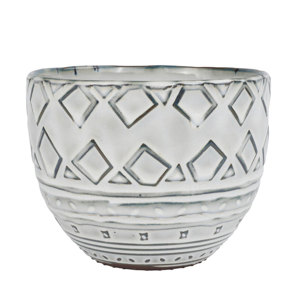 Blumentopf Keramik RETRO weiss