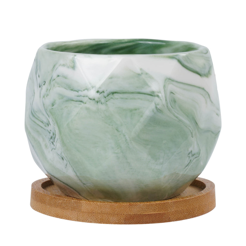 vaso quadrato in ceramica verde