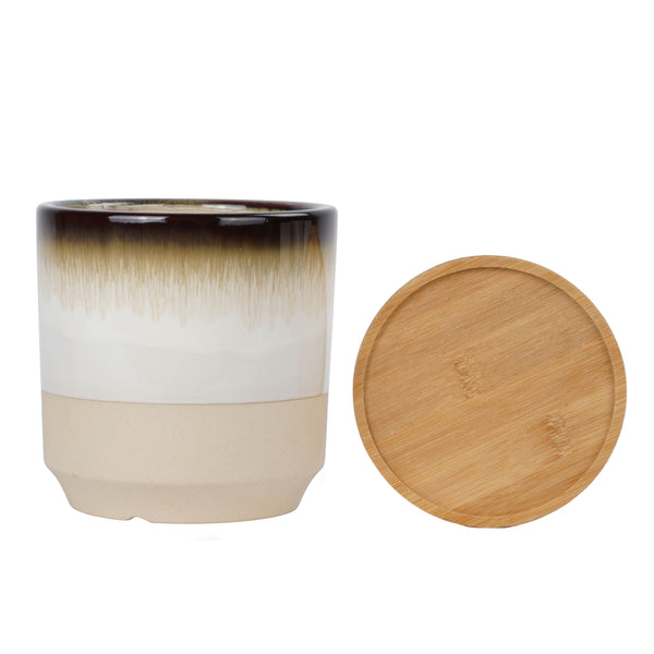 Blumentopf Keramik weiss/beige