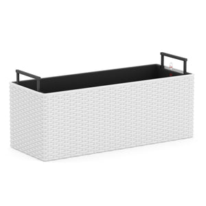 Blumenkiste Rattan mit Bewässerungssystem 50 x 19 x 19 cm 2er Set weiss