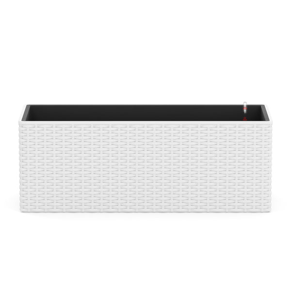 Blumenkiste Rattan mit Bewässerungssystem 50 x 19 x 19 cm 2er Set weiss