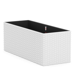 Blumenkiste Rattan mit Bewässerungssystem 50 x 19 x 19 cm 2er Set weiss