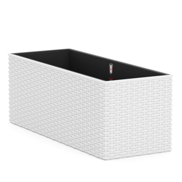 Blumenkiste Rattan mit Bewässerungssystem 50 x 19 x 19 cm 2er Set weiss