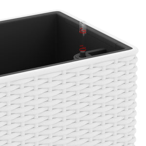 Blumenkiste Rattan mit Bewässerungssystem 50 x 19 x 19 cm 2er Set weiss