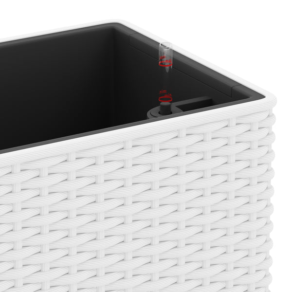 Blumenkiste Rattan mit Bewässerungssystem 50 x 19 x 19 cm 2er Set weiss