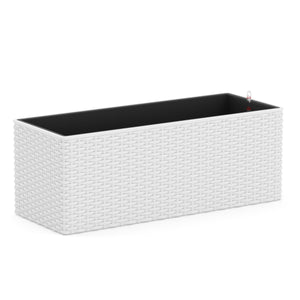 Blumenkiste Rattan mit Bewässerungssystem 50 x 19 x 19 cm 2er Set weiss