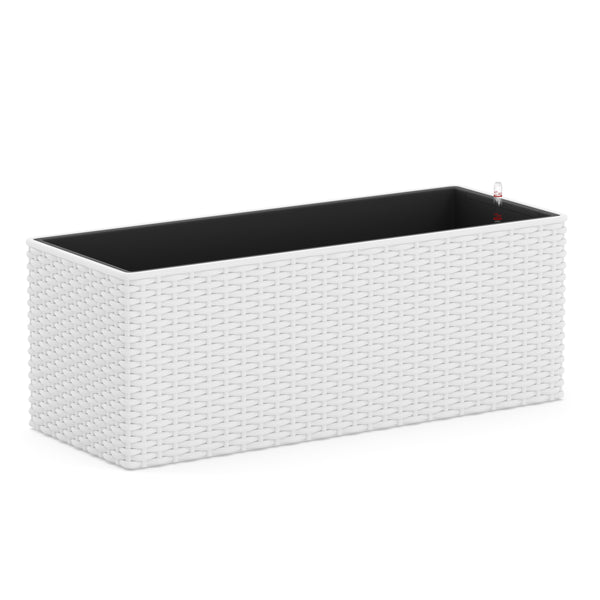 Blumenkiste Rattan mit Bewässerungssystem 50 x 19 x 19 cm 2er Set weiss