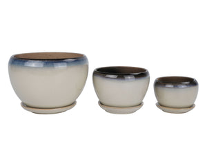 Blumentopf Keramik 3er Set beige/braun/blau