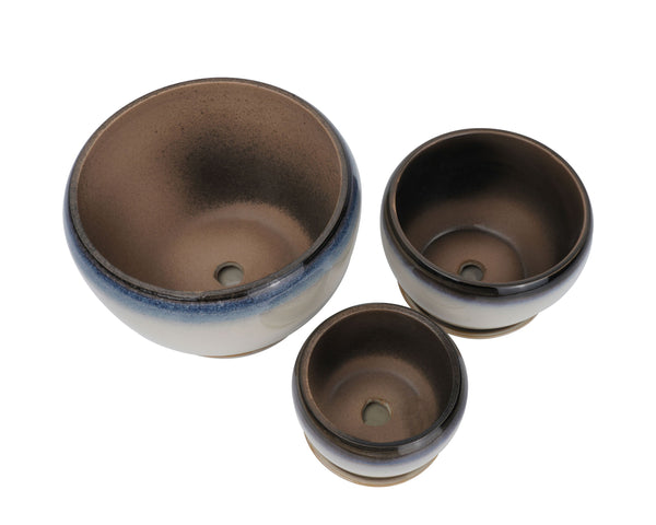 Blumentopf Keramik 3er Set beige/braun/blau