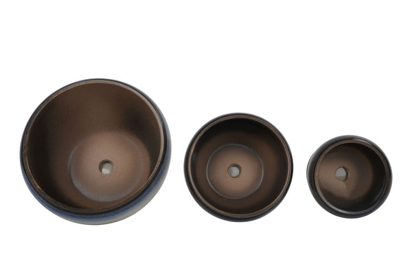 Blumentopf Keramik 3er Set beige/braun/blau