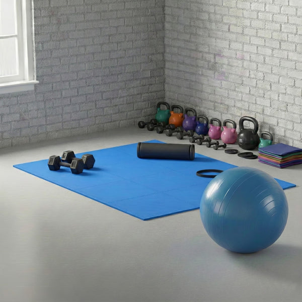 Floor mat 61 x 61 x 1.2 cm blue 12-piece set