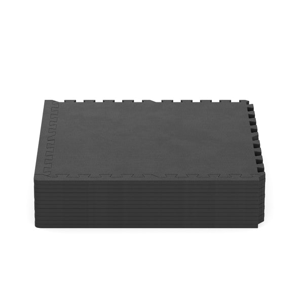 Floor mat 61 x 61 x 1.2 cm black 12-piece set 