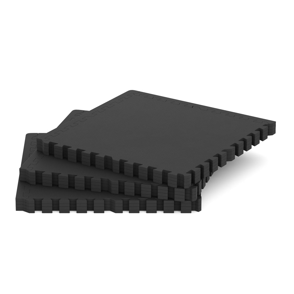 Floor mat 61 x 61 x 1.2 cm black 12-piece set 