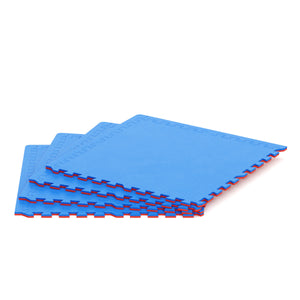 Floor mat 61 x 61 x 2 cm blue red 4-piece set