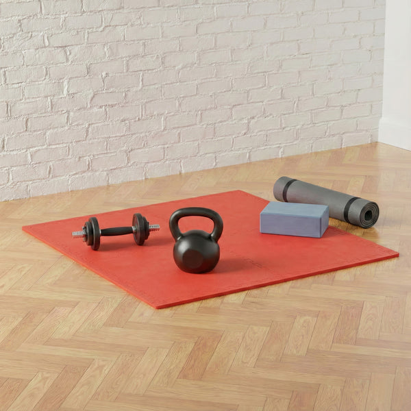 Floor mat 61 x 61 x 2 cm red 4-piece set