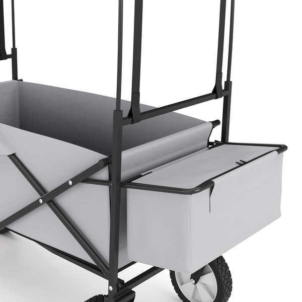 Bollerwagen faltbar mit Dach TOMMY grau