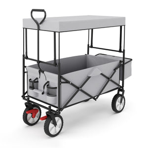 Bollerwagen faltbar mit Dach TOMMY grau