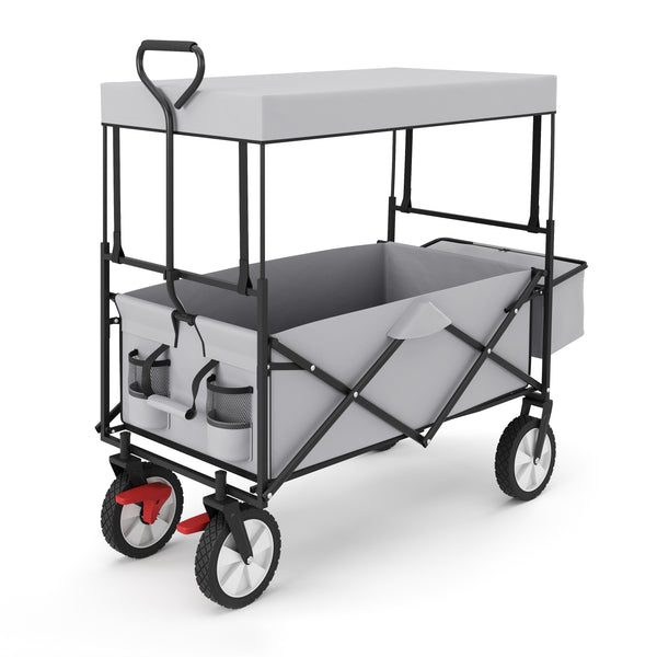 Bollerwagen faltbar mit Dach TOMMY grau