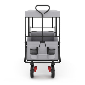 Bollerwagen faltbar mit Dach TOMMY grau