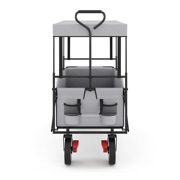 Bollerwagen faltbar mit Dach TOMMY grau