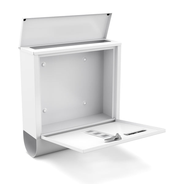 Mailbox with newspaper compartment 33 x 30 cm white