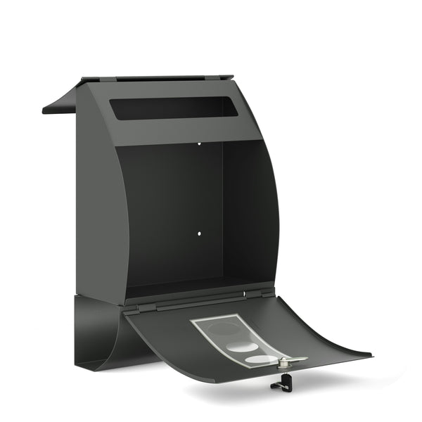 Briefkasten mit Zeitungsfach 40 x 30 cm schwarz