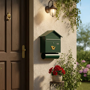 Briefkasten mit Zeitungsfach 43 x 49 cm grün