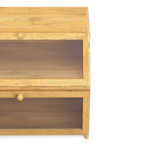 Brotkasten Bambus 2 Etagen mit Sichtfenster 39 x 25 x 32 cm