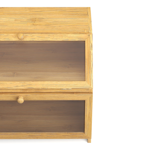 Brotkasten Bambus 2 Etagen mit Sichtfenster 39 x 25 x 32 cm