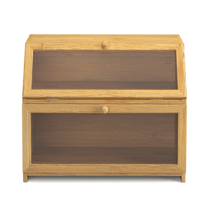 Brotkasten Bambus 2 Etagen mit Sichtfenster 39 x 25 x 32 cm