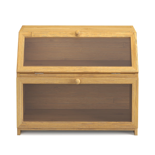 Brotkasten Bambus 2 Etagen mit Sichtfenster 39 x 25 x 32 cm
