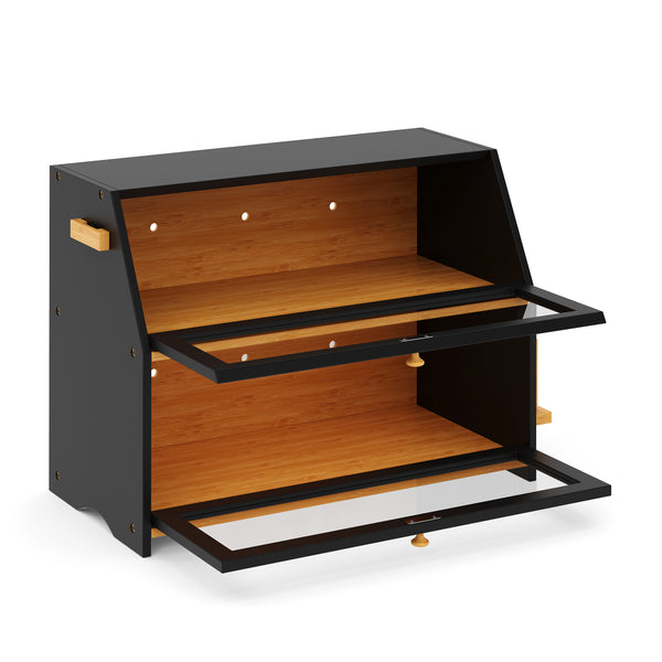 Brotkasten Bambus 50 x 25 x 37 cm schwarz natur