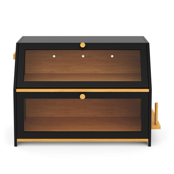Brotkasten Bambus 50 x 25 x 37 cm schwarz natur