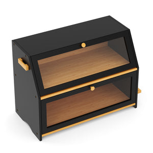 Brotkasten Bambus 50 x 25 x 37 cm schwarz natur
