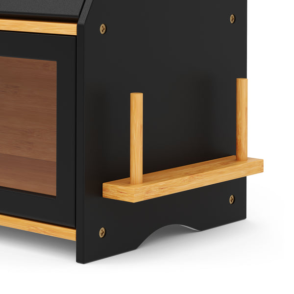 Brotkasten Bambus 50 x 25 x 37 cm schwarz natur