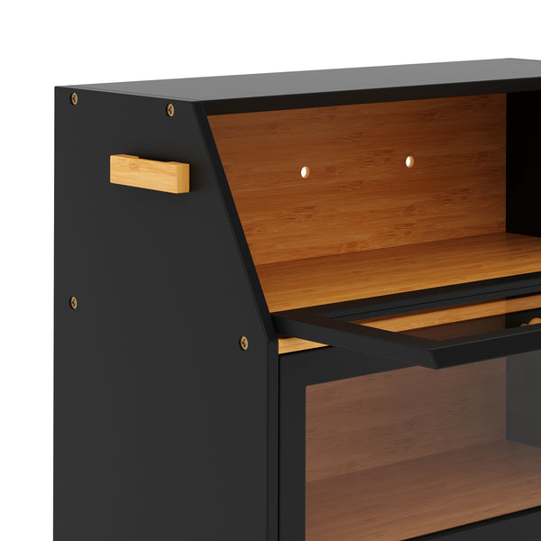 Brotkasten Bambus 50 x 25 x 37 cm schwarz natur