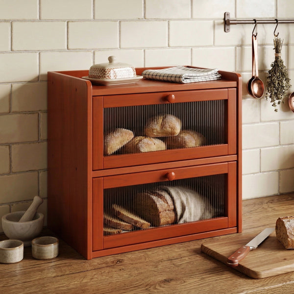 Brotkasten Bambus ÉCLAIR 2 Etagen mit Sichtfenster 37 x 24 x 34 cm
