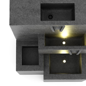 Brunnen Steinoptik mit LED bepflanzbar