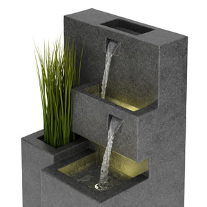 Brunnen Steinoptik mit LED bepflanzbar